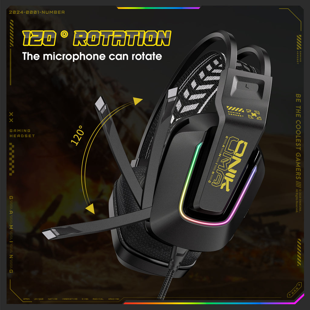 ONIKUMA X13 Wired Gaming Headset LED Noise Cancelling Mic PC PS5 Xbox Black/White