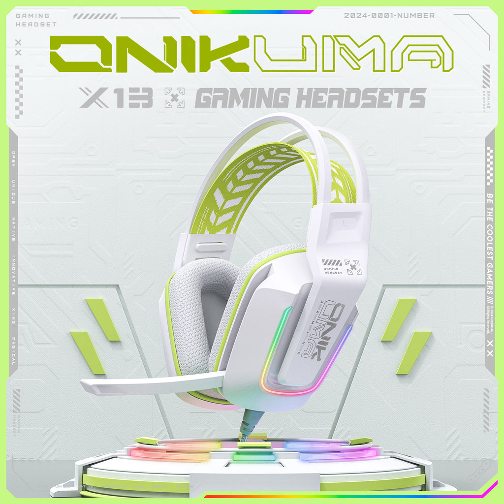 ONIKUMA X13 Wired Gaming Headset LED Noise Cancelling Mic PC PS5 Xbox Black/White
