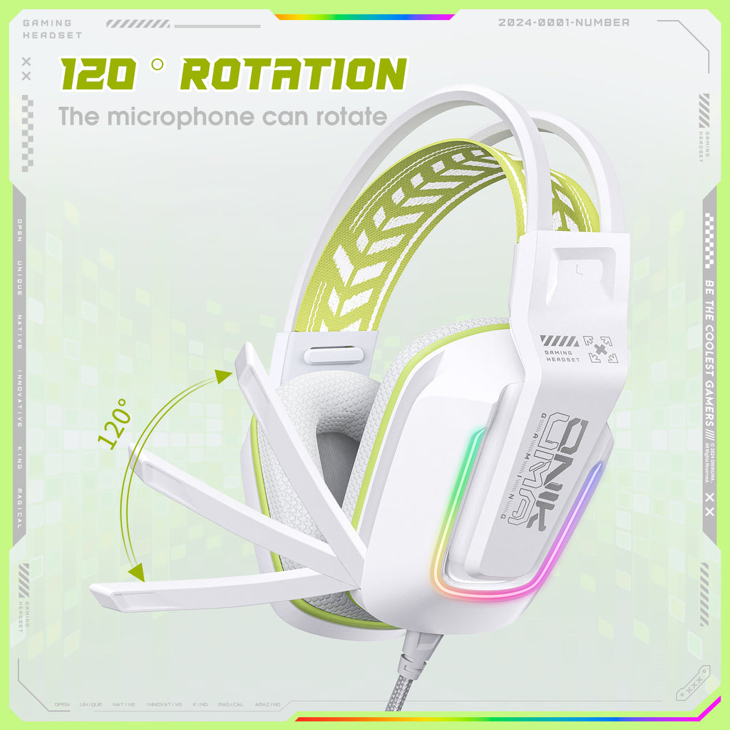 ONIKUMA X13 Wired Gaming Headset LED Noise Cancelling Mic PC PS5 Xbox Black/White