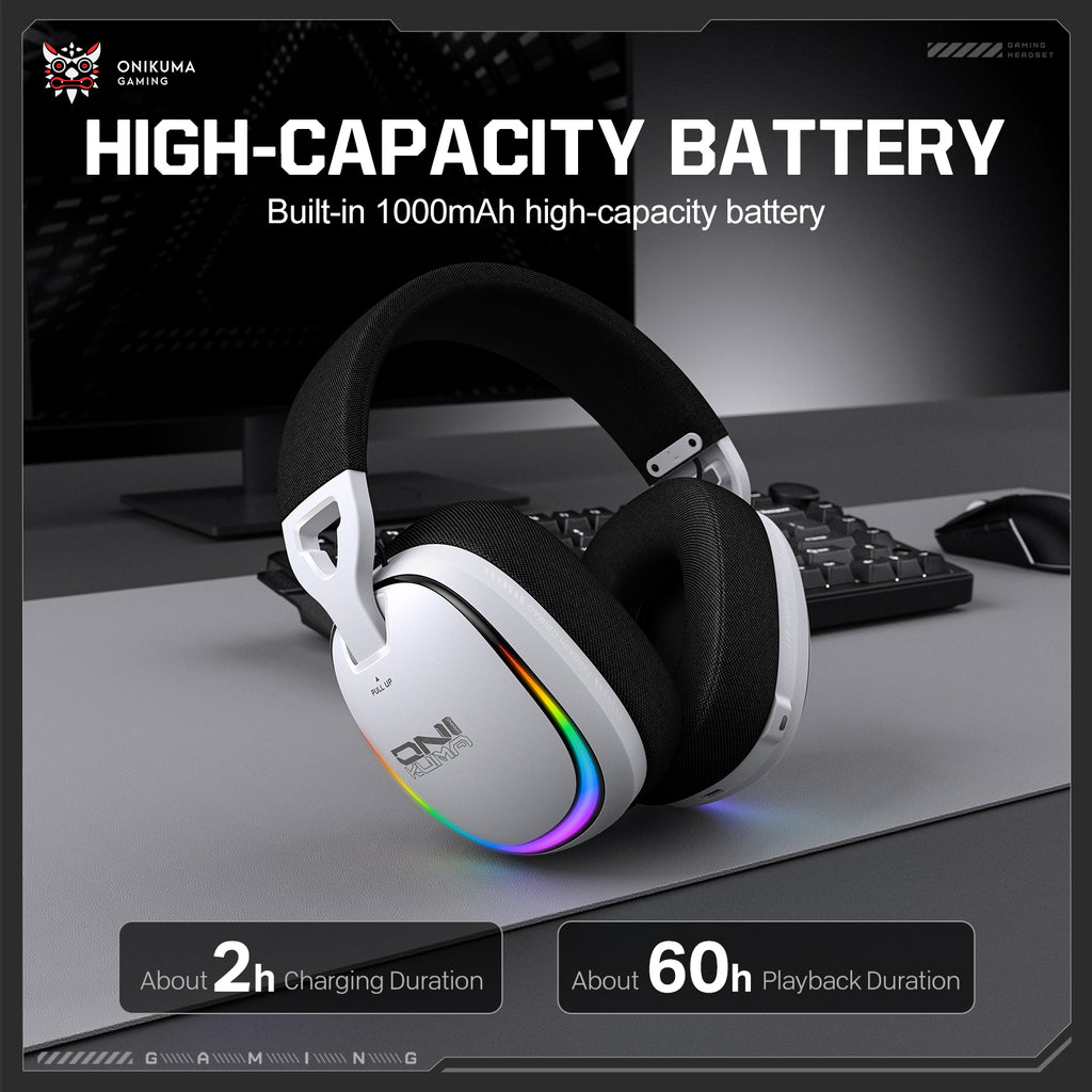 ONIKUMA GT805 4-Mode Wireless Gaming Headset Bluetooth 5.4 RGB 60H Battery PC PS5