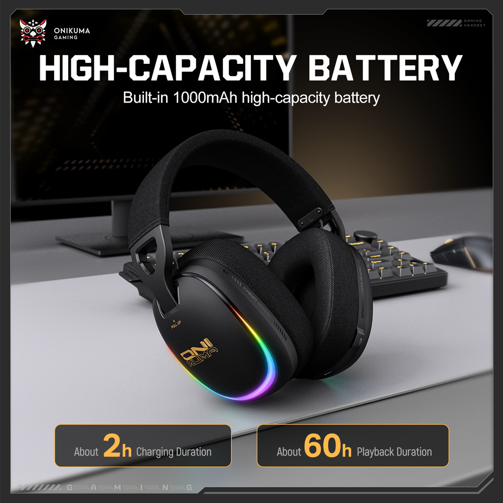ONIKUMA GT805 4-Mode Wireless Gaming Headset Bluetooth 5.4 RGB 60H Battery PC PS5