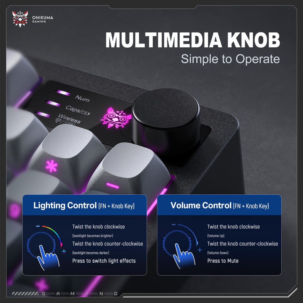 ONIKUMA MT902 Wireless Gaming Keyboard 2.4G Bluetooth Wired RGB LED PC Mac