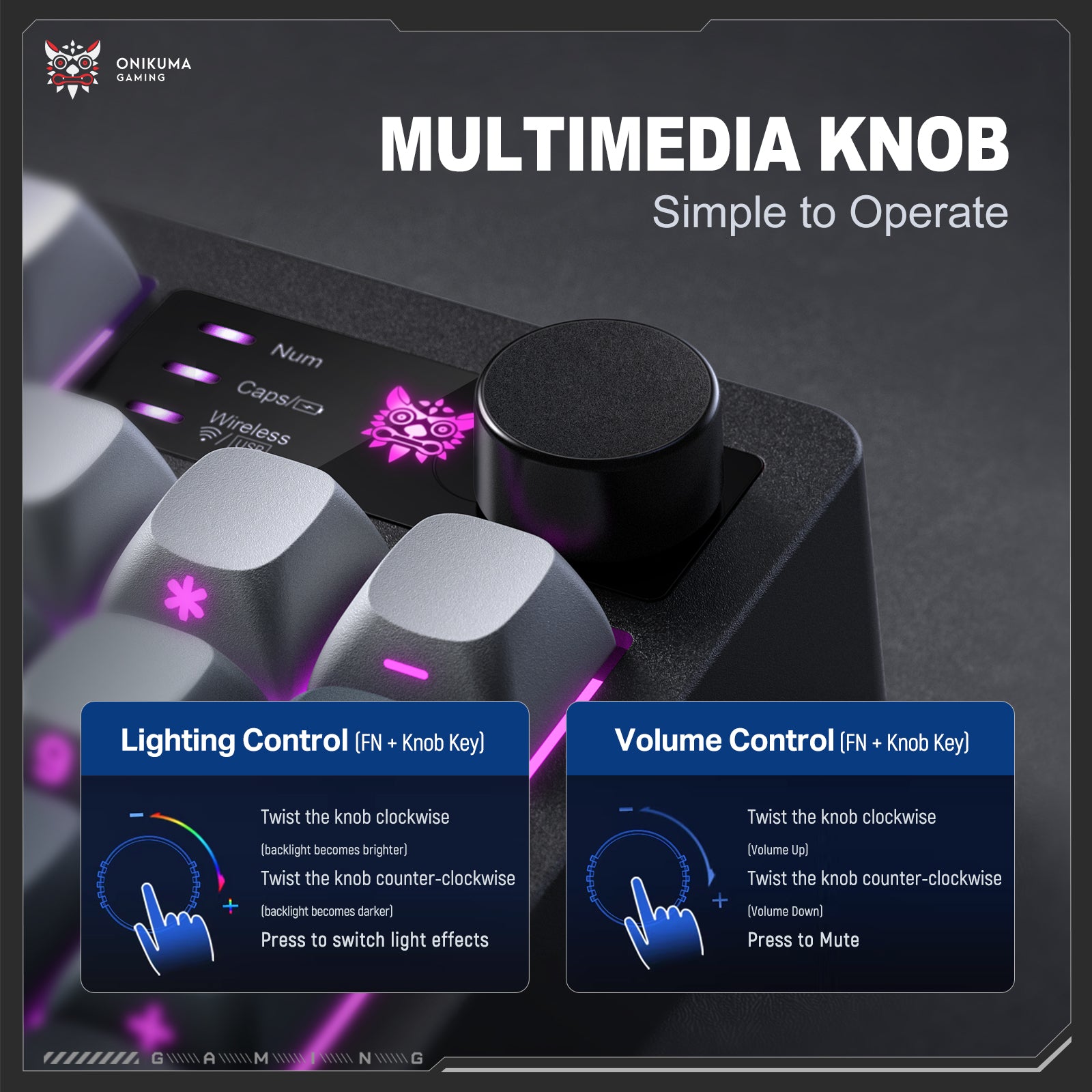 ONIKUMA MT902 Wireless Gaming Keyboard 2.4G Bluetooth Wired RGB LED PC Mac