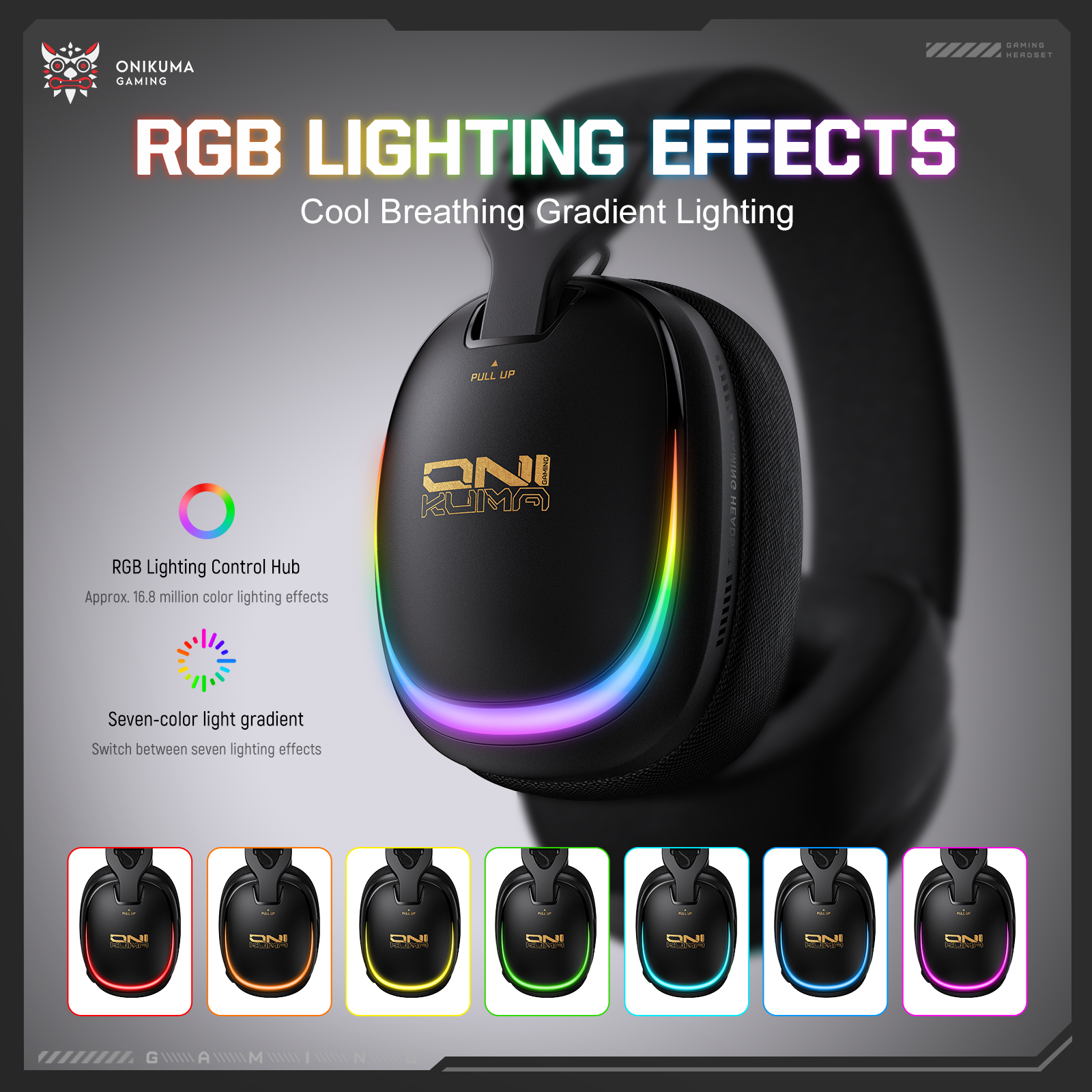 ONIKUMA GT805 4-Mode Wireless Gaming Headset Bluetooth 5.4 RGB 60H Battery PC PS5