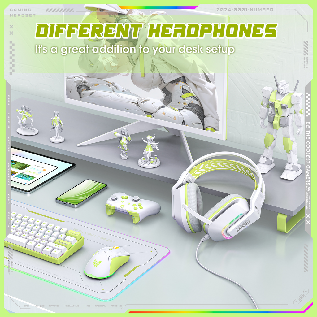 ONIKUMA X13 Wired Gaming Headset LED Noise Cancelling Mic PC PS5 Xbox Black/White