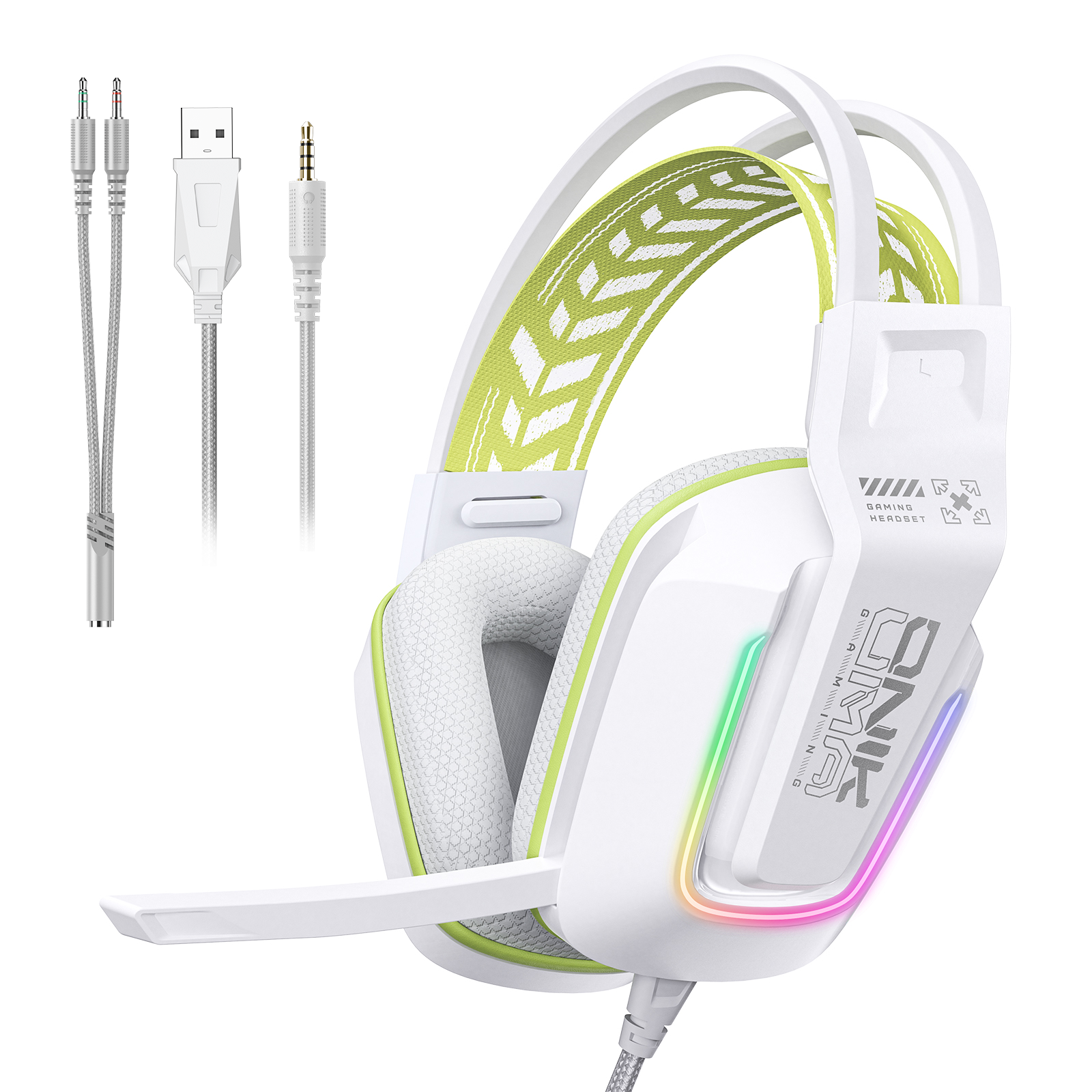 ONIKUMA X13 Wired Gaming Headset LED Noise Cancelling Mic PC PS5 Xbox Black/White