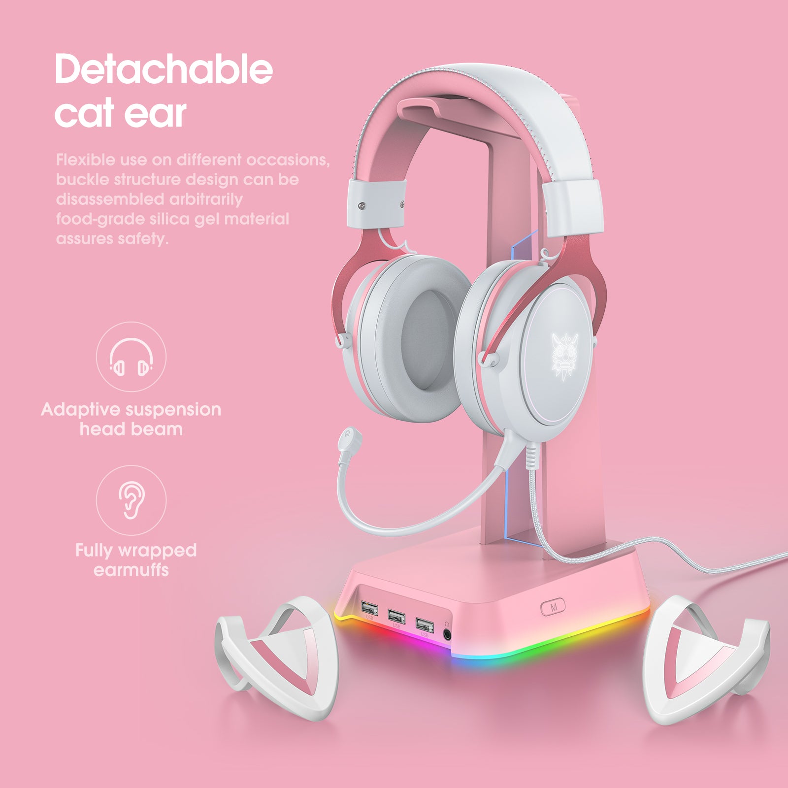 ONIKUMA X10 Wired Gaming Headset RGB LED Noise Cancelling Mic PC PS5 Xbox