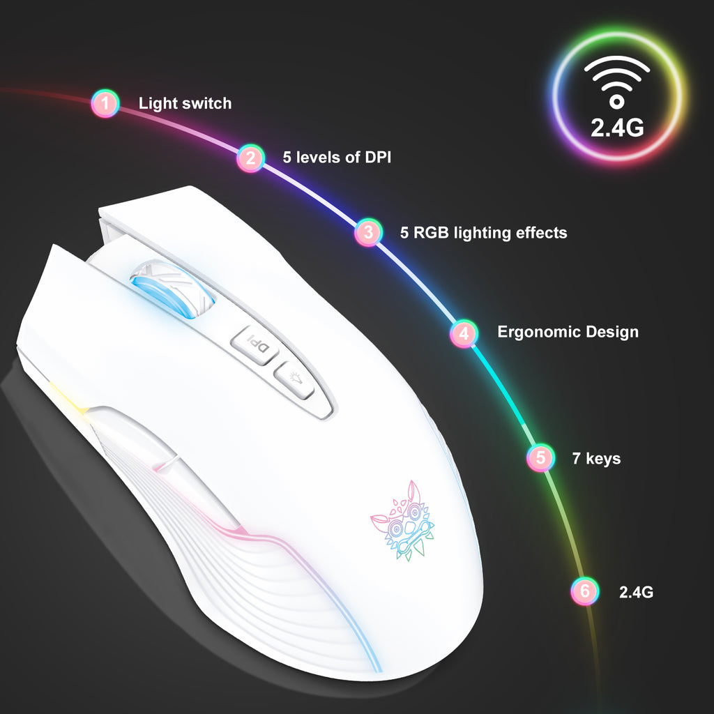 ONIKUMA CW905 Wireless Gaming Mouse 2.4G RGB LED Ergonomic PC Mac