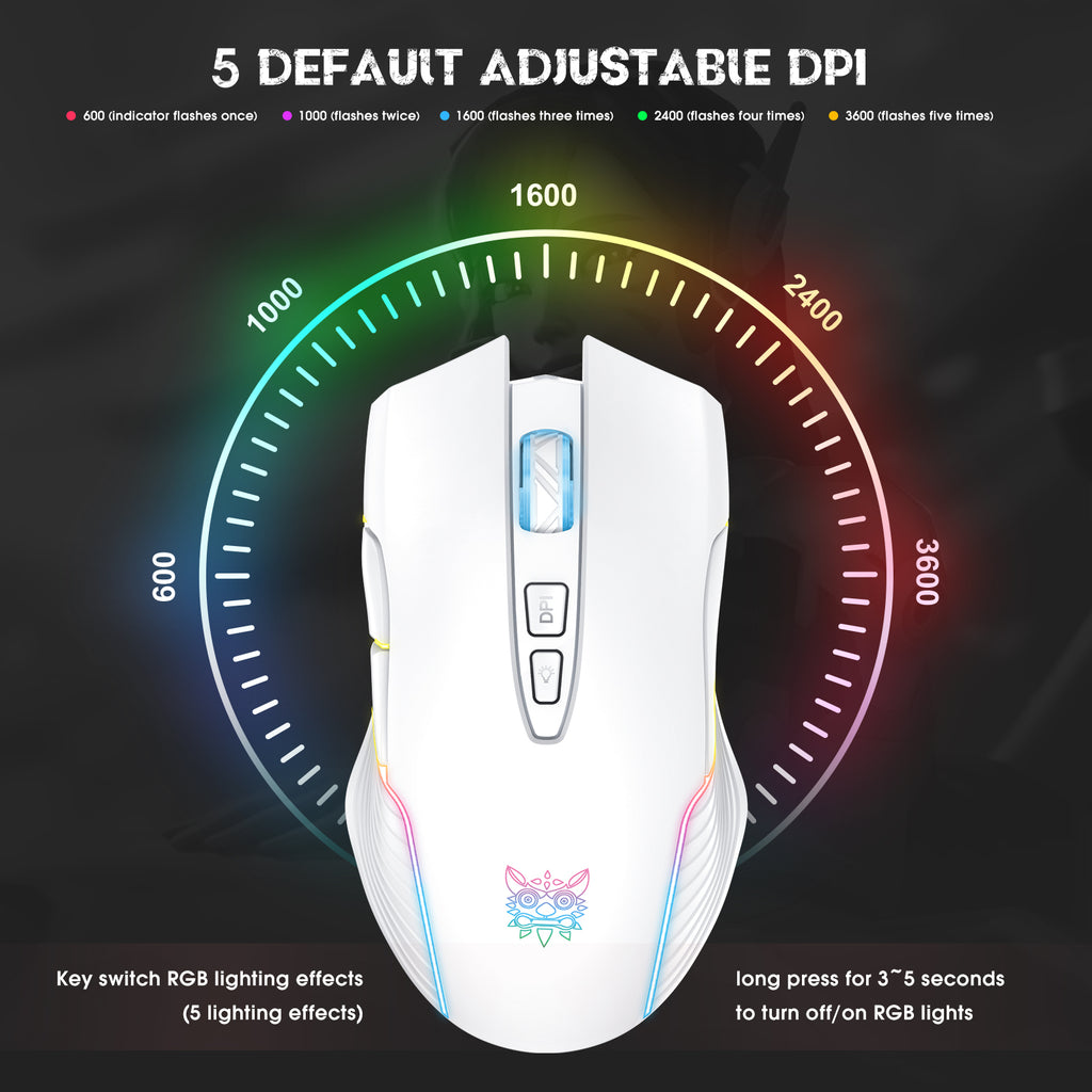 ONIKUMA CW905 Wireless Gaming Mouse 2.4G RGB LED Ergonomic PC Mac