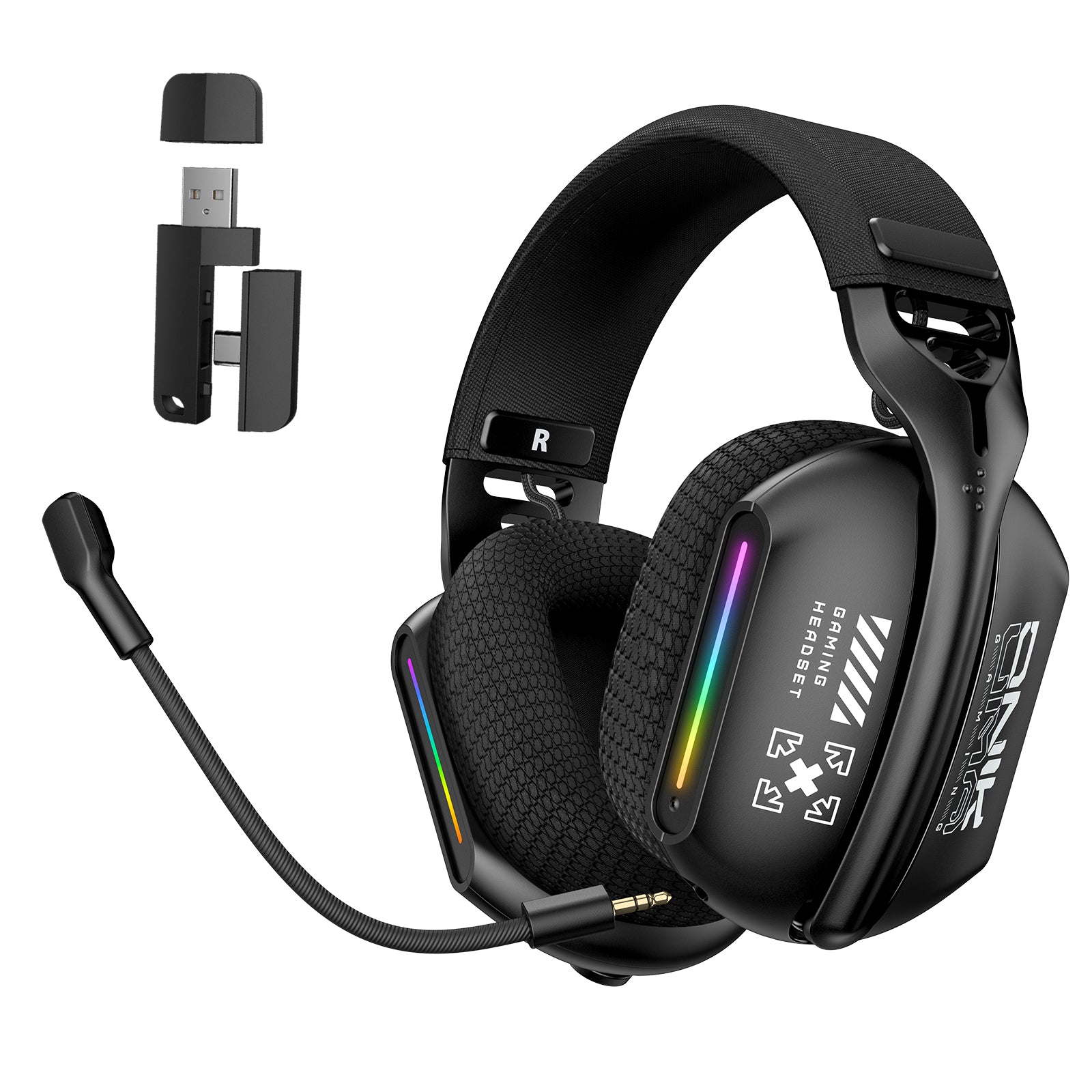 ONIKUMA GT808 Wireless Gaming Headset 2.4G Bluetooth 5.3 RGB 3D Surround Sound