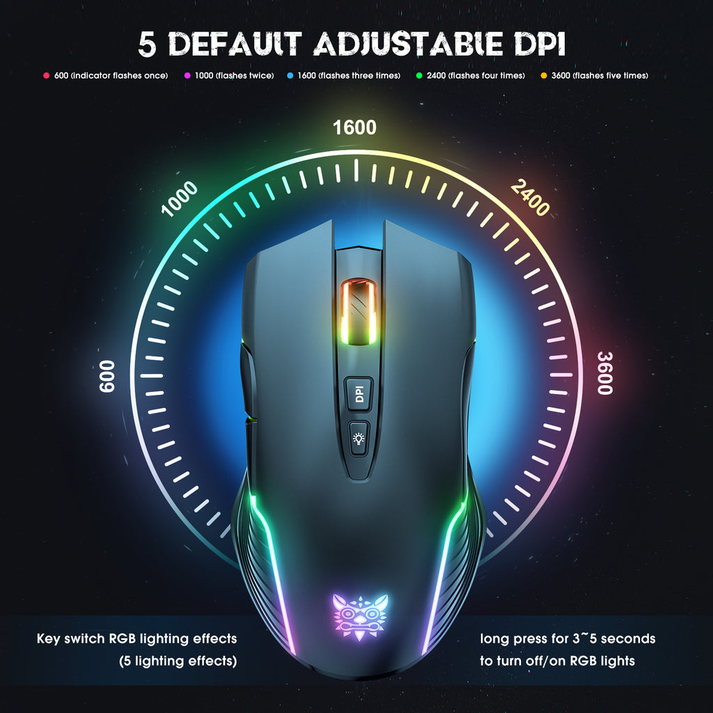 ONIKUMA CW905 Wireless Gaming Mouse 2.4G RGB LED Ergonomic PC Mac